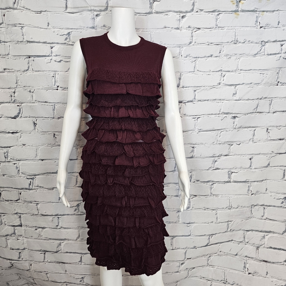 Philosophy Di Lorenzo Serafini Red Wool Ruffle Dress